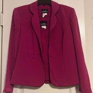 Bright Pink Blazer and Top w Black Trim